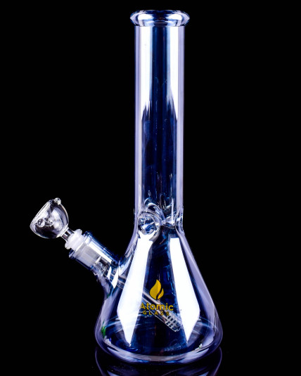 Atomic Glass - 14" Thick Shiny Beaker Bong - Steel Blue