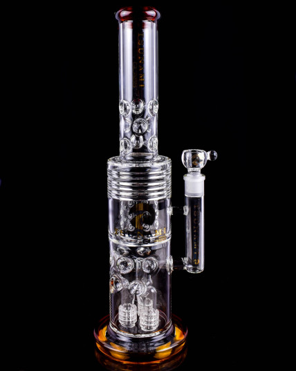 Pulse Reactor - Tsunami Glass - Barrel Showerhead Drum Heart Honeycomb Perc Bong