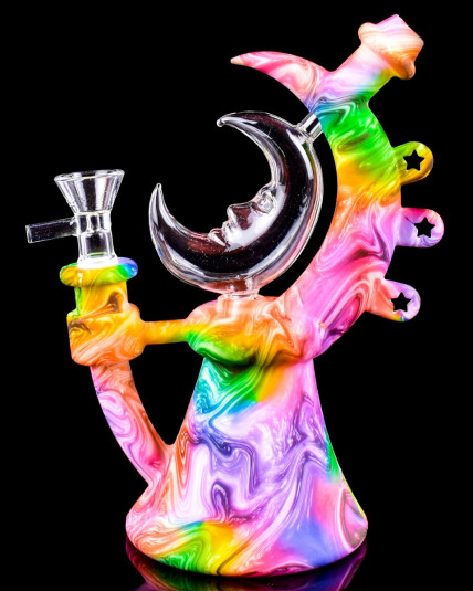 Nebula Moon Crescent Silicone Hybrid Glass Bong - Inspired by Galaxy