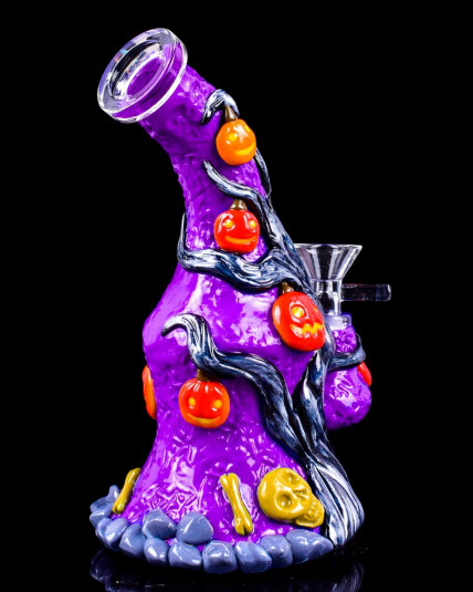 Haunted Midnight Pumpkin Tree Bong/Dab Rig - Purple