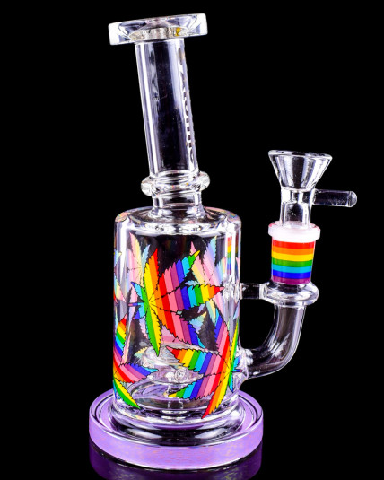 Rainbow Leaf Blaze - Atomic Glass - Colorful Mini Bong