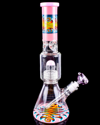 The Specter - 16" Super Thick WigWag Tube Beaker Bong - Milk Pink