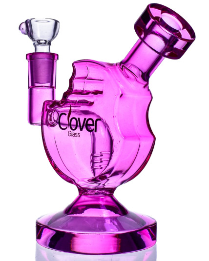 Smoke Snack - Clover Glass - 5" Cookie Bite Bong/Dab Rig - Pink