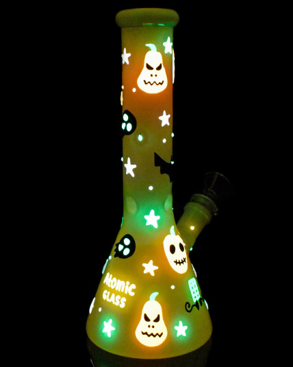 Halloween Haunt Glow Beaker Bong by Atomic Glass