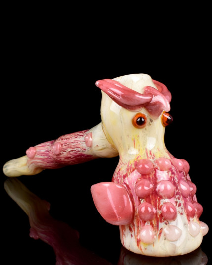 8" Owl Hand Blown Hammer Sherlock Bubbler
