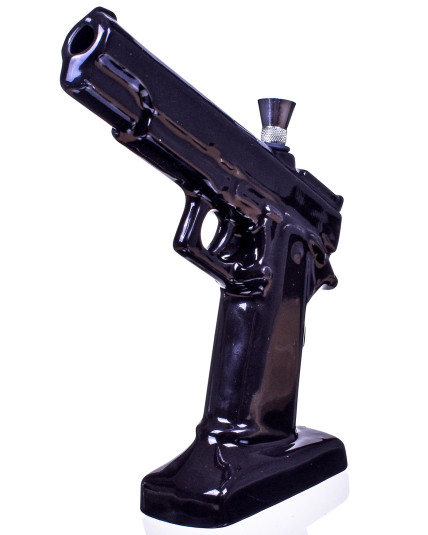 Batman's Pistol - 9" Black Ceramic Bubbler