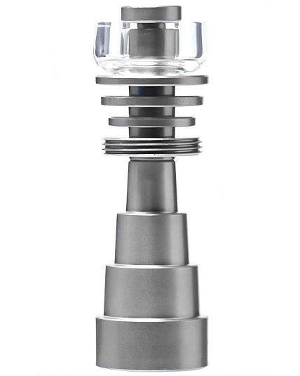 6-in-1 Universal Titanium Dab Nail with Quartz Bucket – Fits 10mm, 14mm & 18mm Bongs