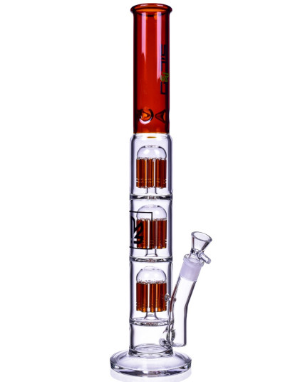 20" Triple 10-Arm Tree Perc Water Pipe Jumbo Bong - Amber