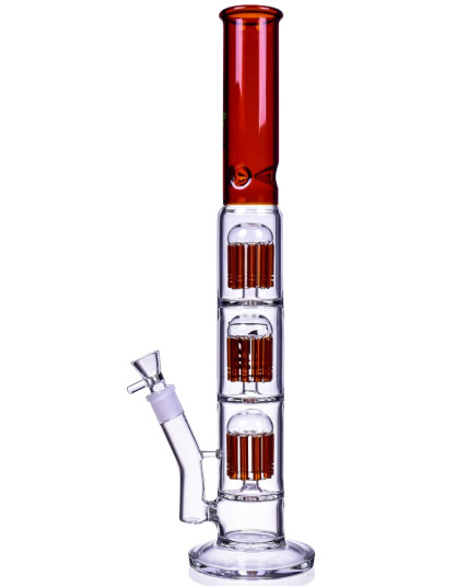 20" Triple 10-Arm Tree Perc Water Pipe Jumbo Bong - Amber