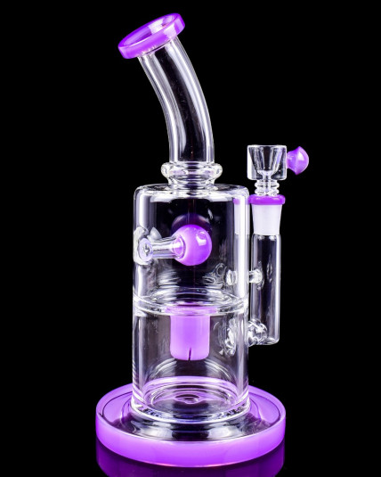 The Primal - 9" Showerhead Perc Bong/Dab Rig - Milky Purple