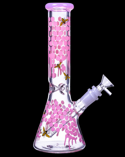 The Apiary - 10" Honeycomb Beaker Bong - Pink