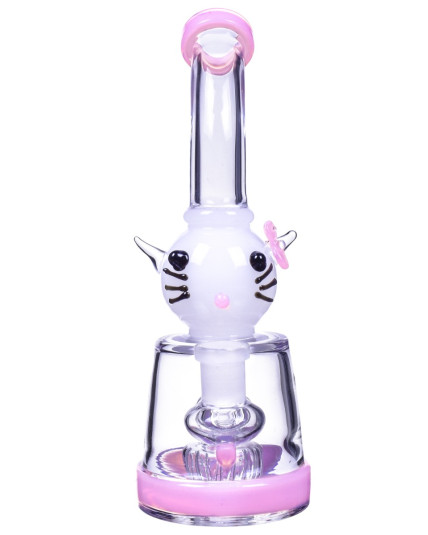 Loving Kitty Cat Glass Water Pipe Bong/Dab Rig - Pink