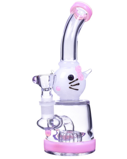 Loving Kitty Cat Glass Water Pipe Bong/Dab Rig - Pink