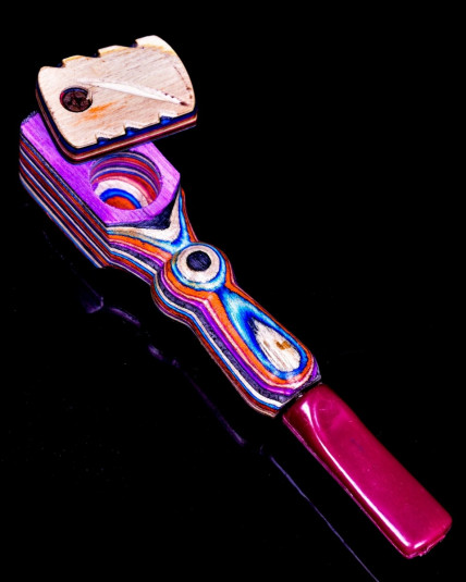 5" Colorful Wooden Pipe w/ Mouth Piece and Swivel Lid