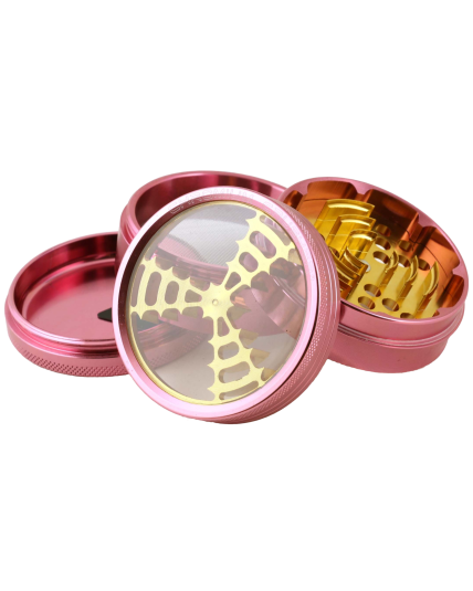 Herb Connect Windmill - 63MM Chromium Crusher® - Dual Four Part Grinder - Pink
