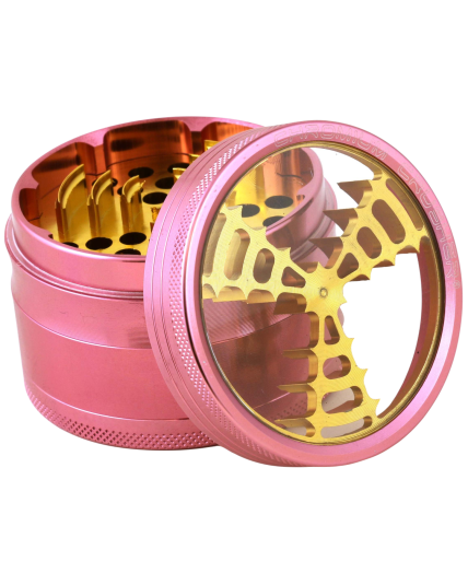 Herb Connect Windmill - 63MM Chromium Crusher® - Dual Four Part Grinder - Pink