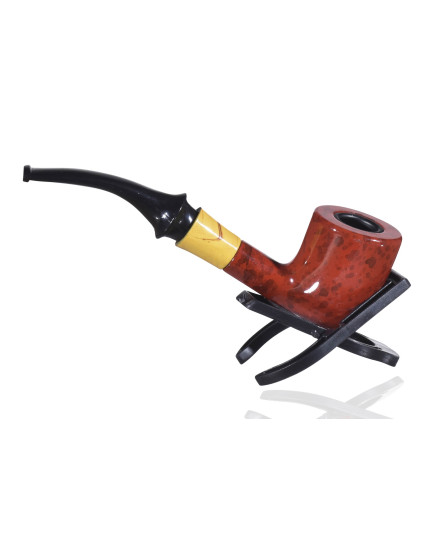 5.5" Fancy wooden pipe With Straight Stem - Slightly Bended