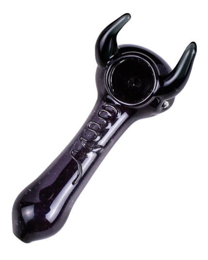 Dual Horn Artisan -  4.5" Dark Black Swirl glass Pipe 