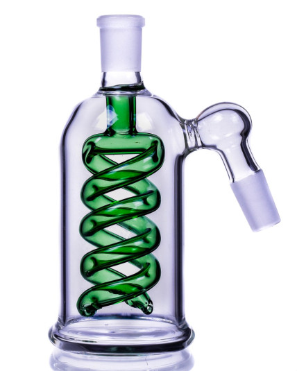  Emerald Cyclone Dual Coil Ash Catcher for Bong 14mm Green