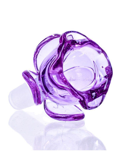 Glass Rose Bowl 14mm Male Dry Herb - Purple