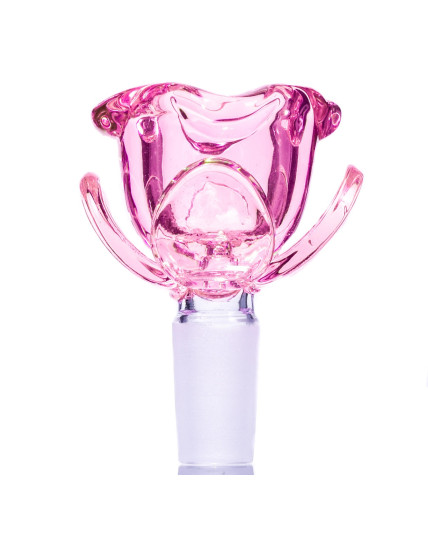 Glass Rose Bowl 14mm Male Dry Herb - Pink 