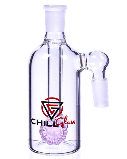 CHILL GLASS - DRUM ASH CATCHER 90° ANGLE SHOWERHEAD PERCS - 14MM MALE - PINK