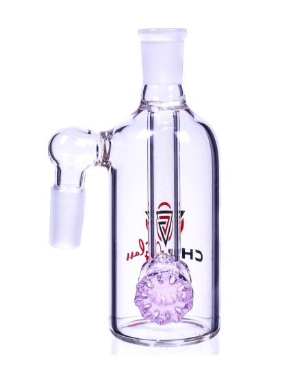 CHILL GLASS - DRUM ASH CATCHER 90° ANGLE SHOWERHEAD PERCS - 14MM MALE - PINK
