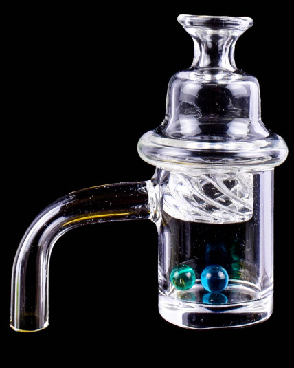 14mm Male Quartz Banger w/ Helix Carb Cap & Glow Terps - Gray