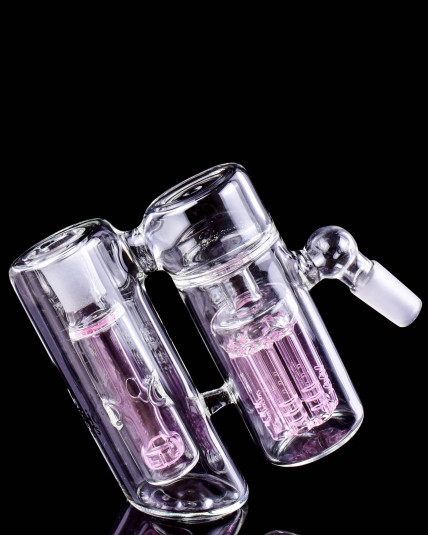 Atomic Glass - 14mm 45° Double Chamber w/ Dual Perc Ash Catcher - Pink