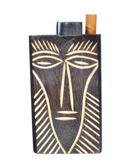 Fancy Wooden Dugout  - Includes Cig Pipe - Dark Brown - Rafeeki