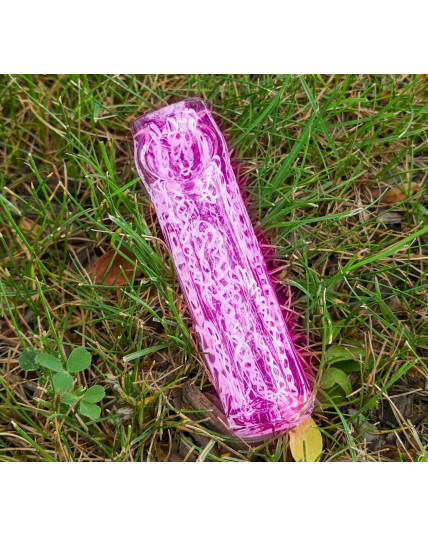 The Frozen DNA - 3.5 inch Brick Shaped Glass Spoon Hand Pipe - Pink