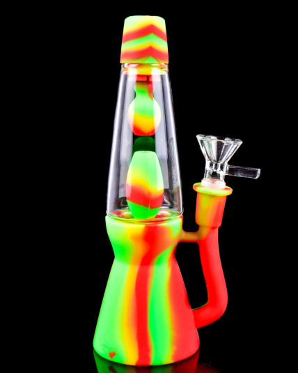 Lava Lamp Inspired Bong - 10" Inline Perc Silicone And Glass Hybrid Bong 