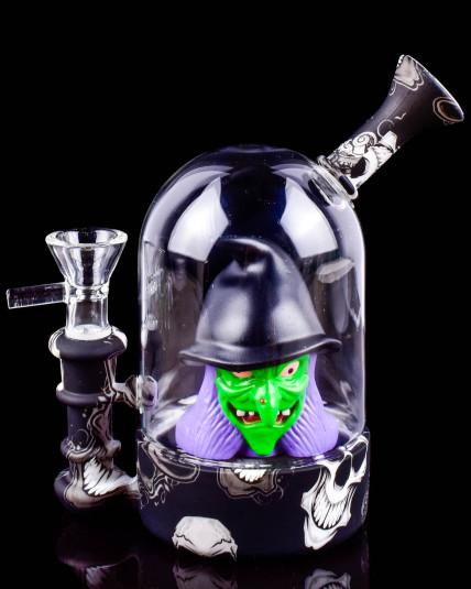 Spooky Witch Bell Jar Silicone Glass Hybrid Bong