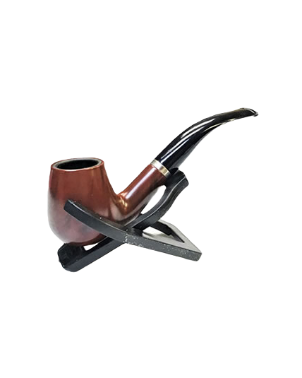 4.75″ Durable Dark Cherry finish Wooden Pipe With Leather Pouch & Stand