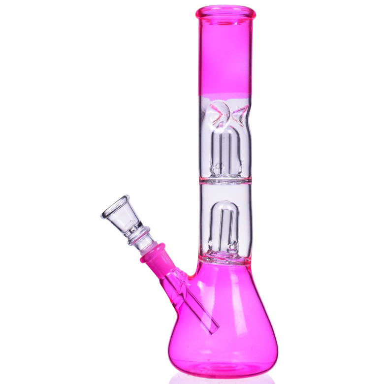 Double Percolator Beaker Bong - Pink 