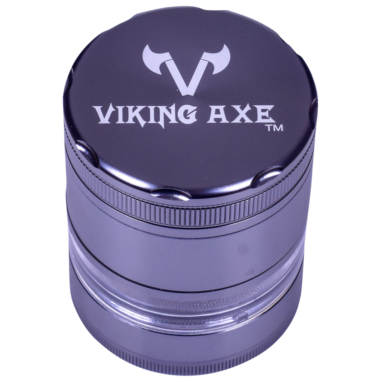 2.5" 63mm VIKING AXE 4 Piece GrinderSunken Shape  w/ Box BLACK Color 016 