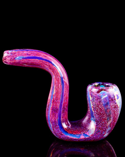 5" Fritted Striped Sherlock Glass Hand Pipe Fumed