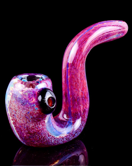 5" Fritted Striped Sherlock Glass Hand Pipe Fumed
