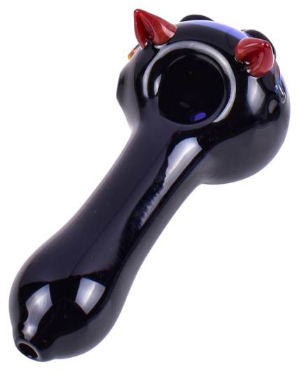 Smokin’ Devil Cat Glass Hand Pipe