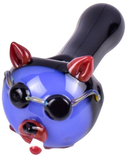 Smokin’ Devil Cat Glass Hand Pipe