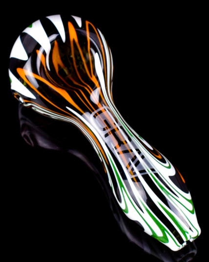 Devil's Tornado - Grav® - 4" Wigwag Spoon Hand Pipe - Beautiful Orange Mixer