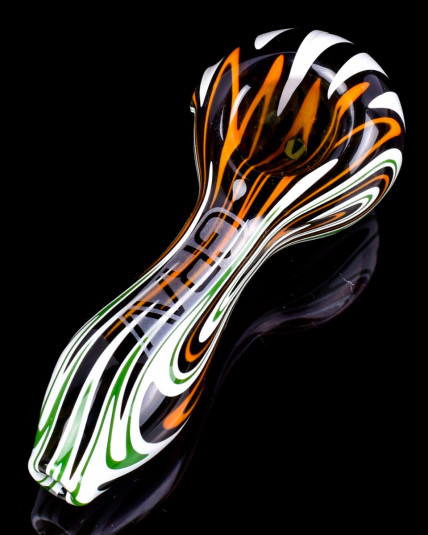 Devil's Tornado - Grav® - 4" Wigwag Spoon Hand Pipe - Beautiful Orange Mixer