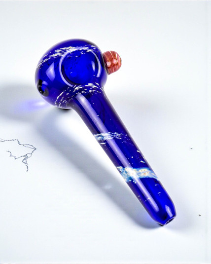 Cobalt Aura Silver Fumed Galaxy Glass Hand Pipe