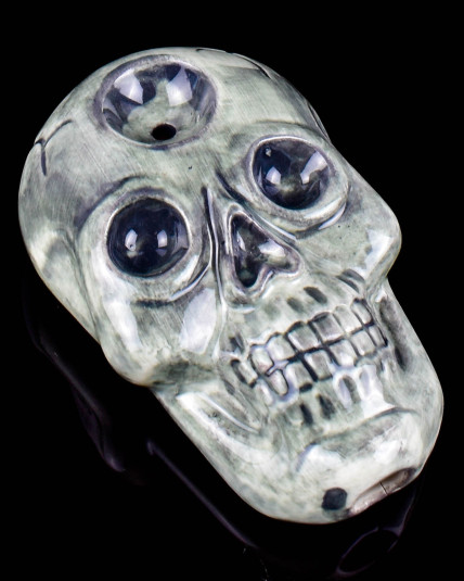 Grinning Skull Ceramic Hand Pipe