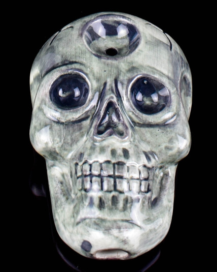 Grinning Skull Ceramic Hand Pipe