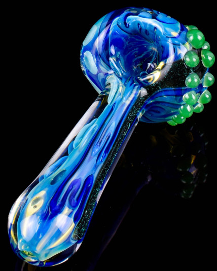 Blue Lotus Golden Fumed Glass Hand Pipe
