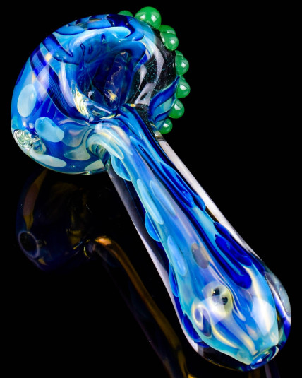Blue Lotus Golden Fumed Glass Hand Pipe