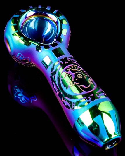 Cosmic Jaguar Iridescent Frost Glass Hand Pipe