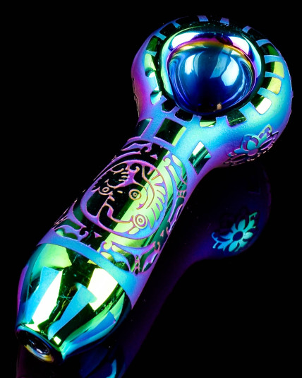Cosmic Jaguar Iridescent Frost Glass Hand Pipe