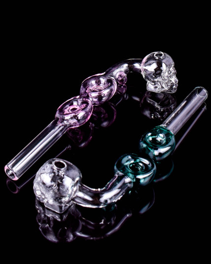 6" Skull Head Dual Donut Glass Oil Burner Pipe